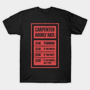 Funny Carpenter Hourly Rate T-Shirt